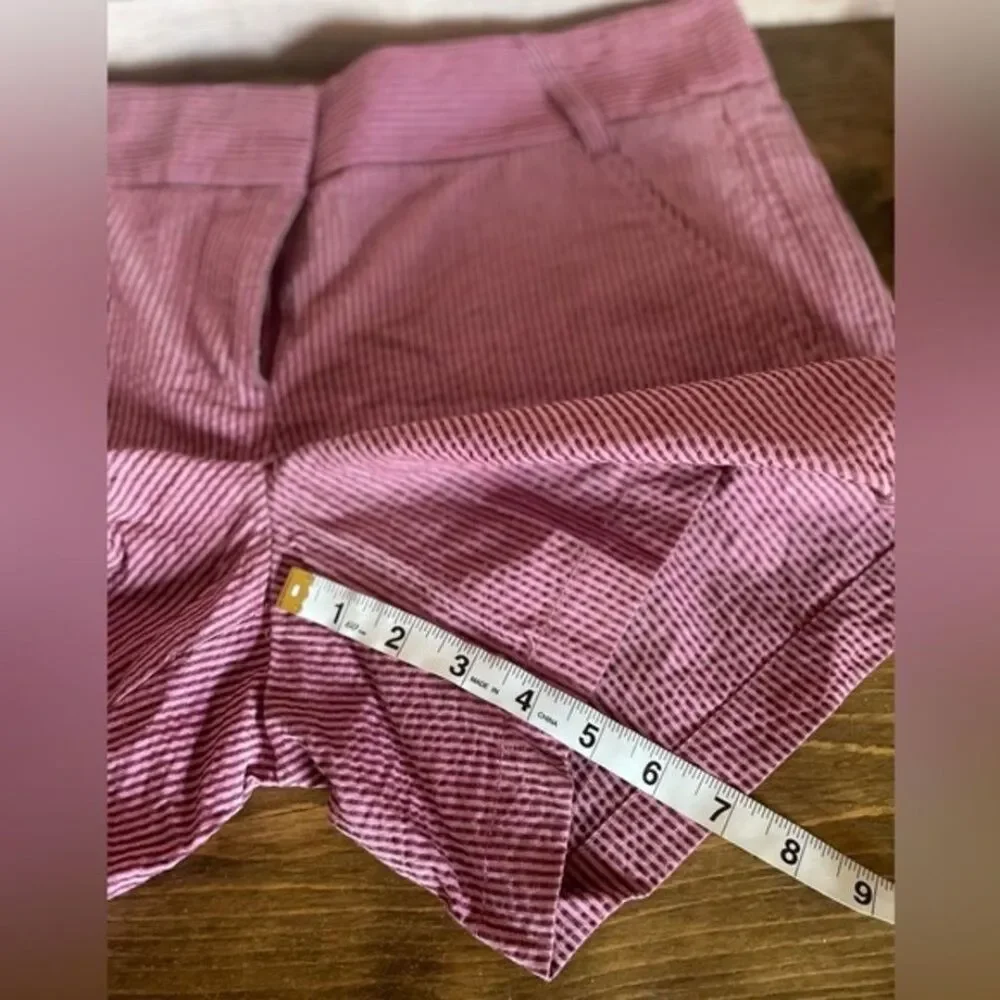 J. Crew Factory Pink Brown Seersucker Stripe Chino Shorts size 8 pocket preppy - Picture 9 of 12